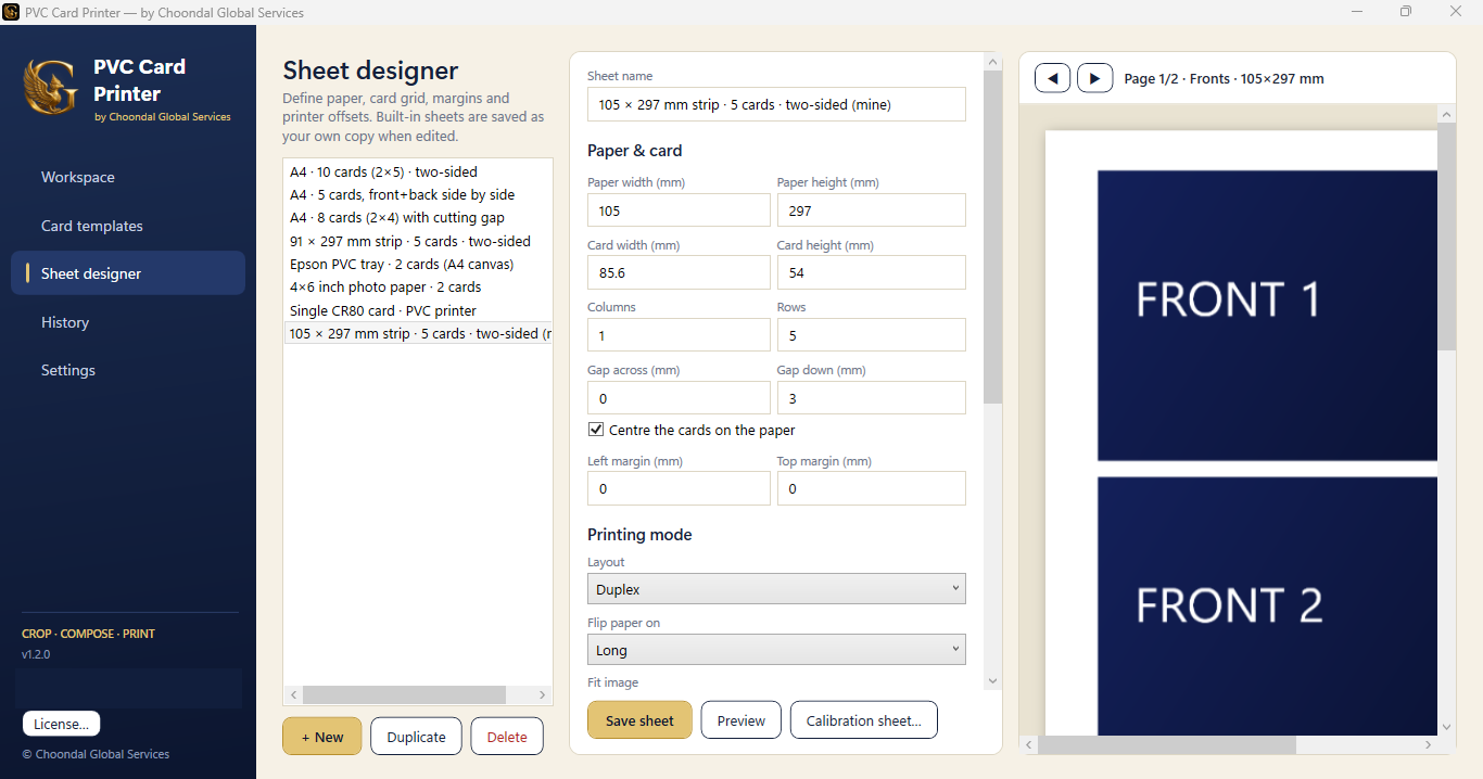 Sheet designer